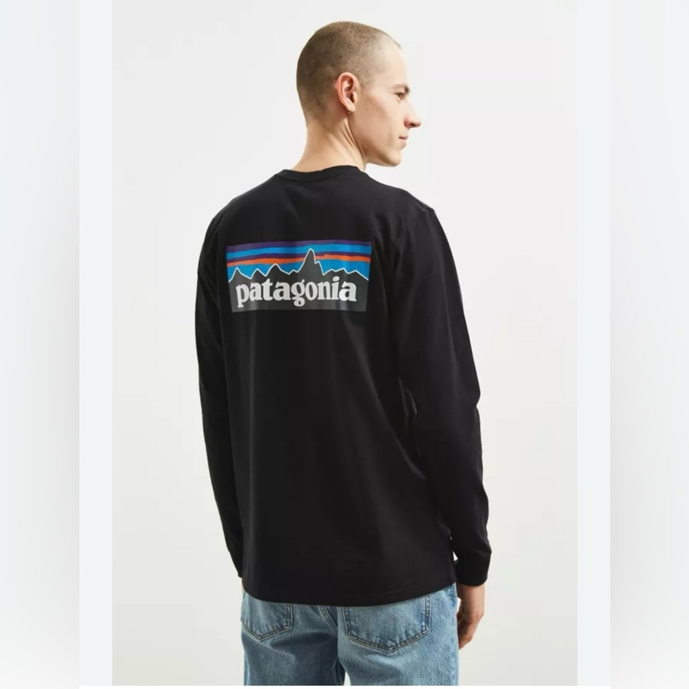 Patagonia Men's P6 Black Long Sleeve Shirt